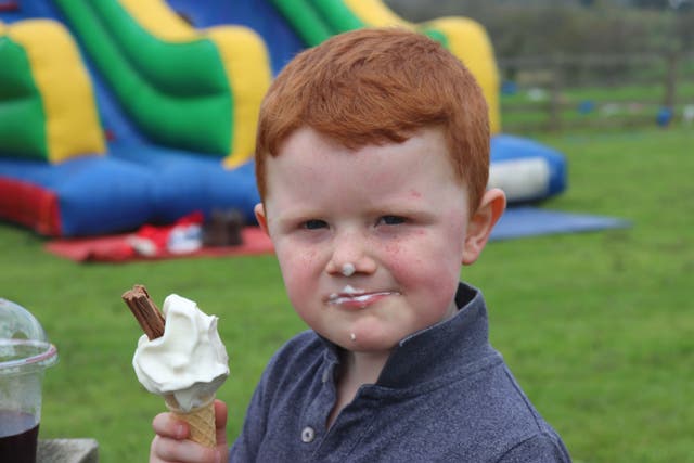 Four-year-old Oliver McCuaigh, from the village of Gartocharn, enjoys an ice cream at the Coronation Big Lunch. (Eden Project)