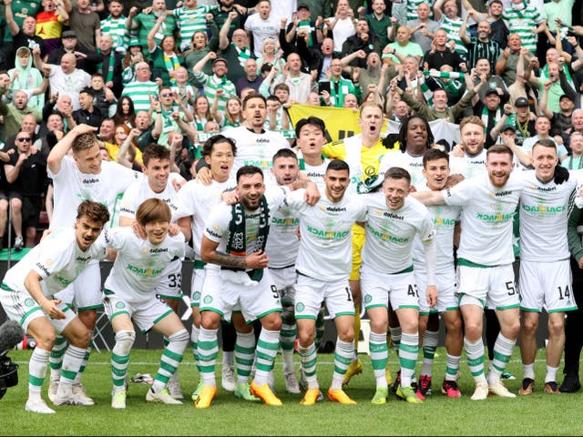 <p>Celtic rubber-stamped their title win in style </p>