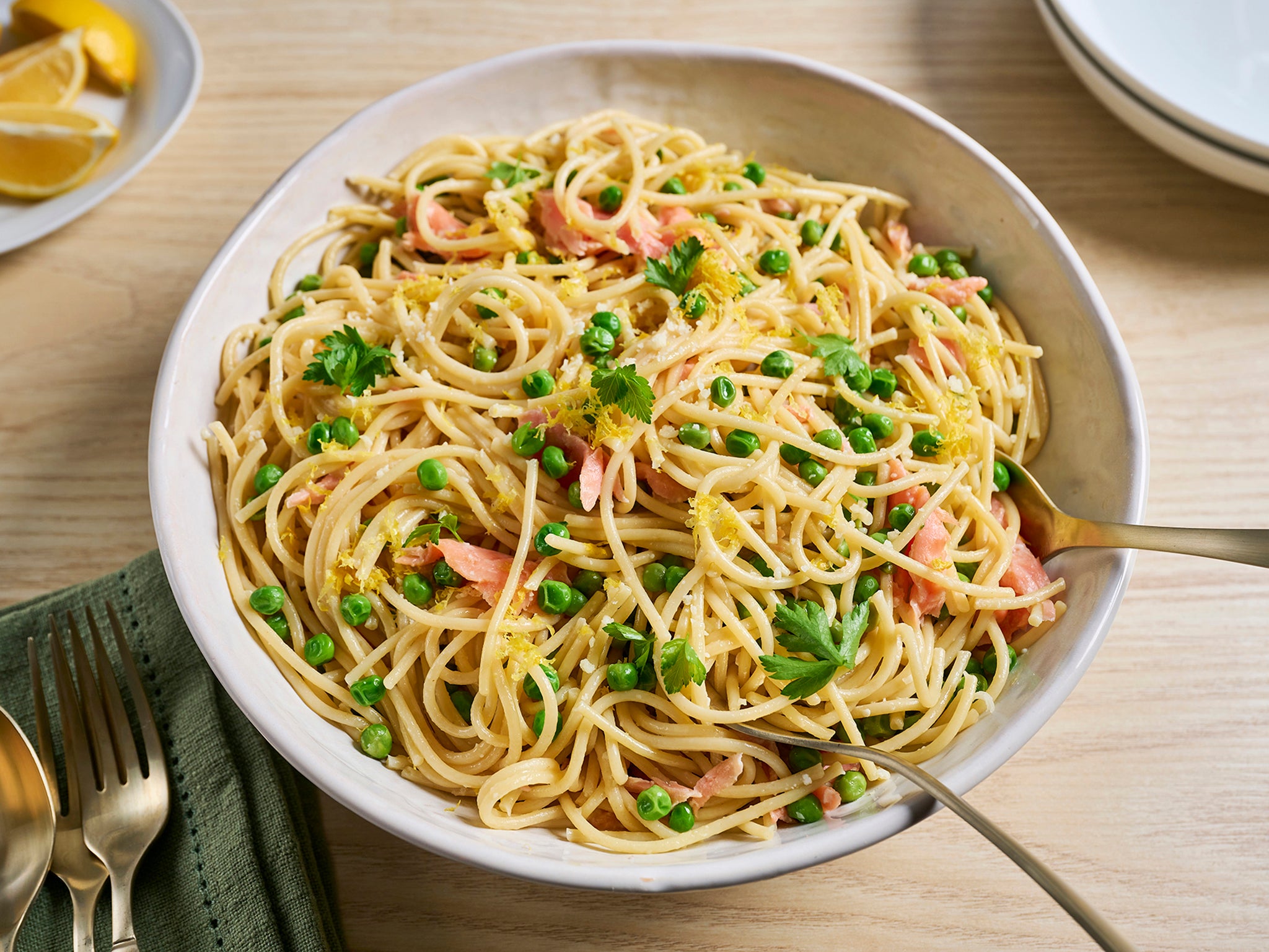 Pasta recipe with lemon, smoked salmon and peas | The Independent