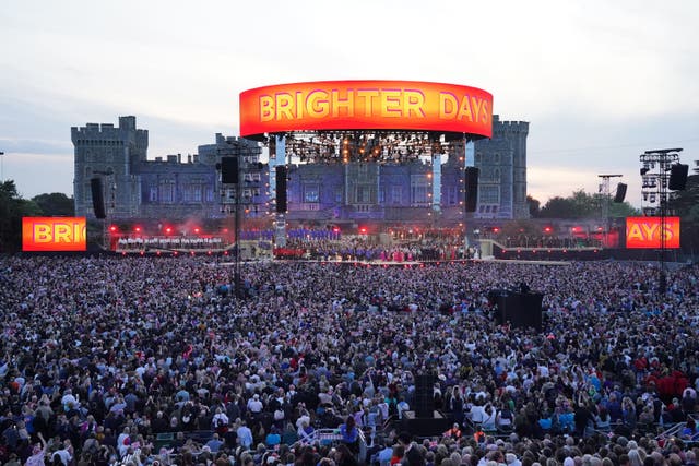 Thousands watch the Coronation Concert held in the grounds of Windsor Castle (Jonathan Brady/PA)