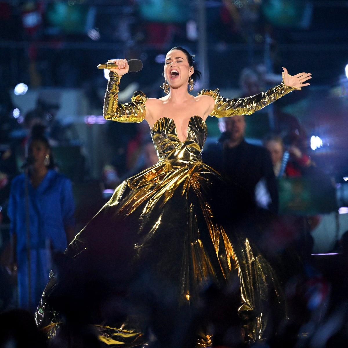 Katy Perry wows coronation concert viewers with 'iconic' gold gown: 'A dress and a half' | The Independent Katy Perry wows coronation concert viewers with 'iconic' gold gown: 'A dress and a half' | The Independent