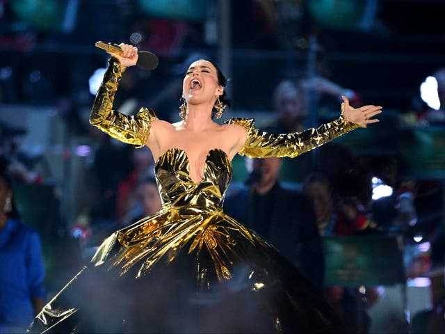 <p>Katy Perry performs at Windsor on Sunday evening </p>