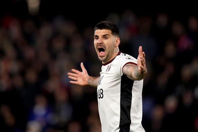 Aleksandar Mitrovic will miss Fulham’s Leicester encounter while he serves the final game of his eight-match suspension (John Walton/PA)