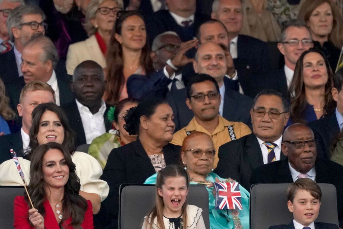 Charlotte and George sing and dance along at Coronation Concert