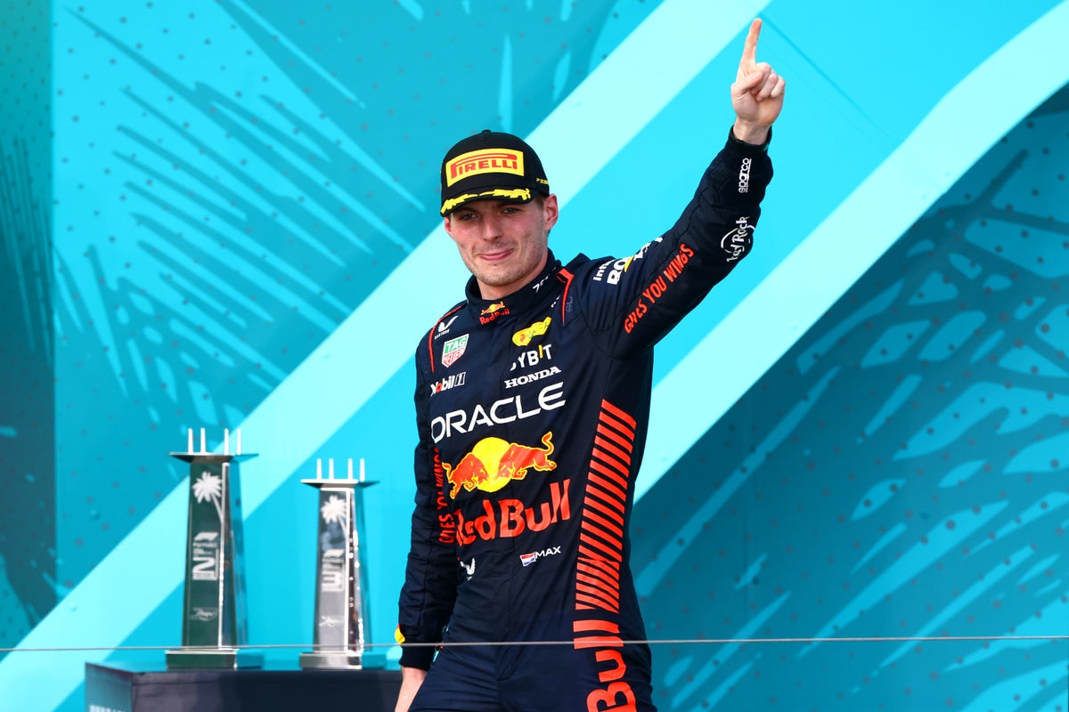Max Verstappen ignores jeers from crowd to storm to Miami Grand Prix win