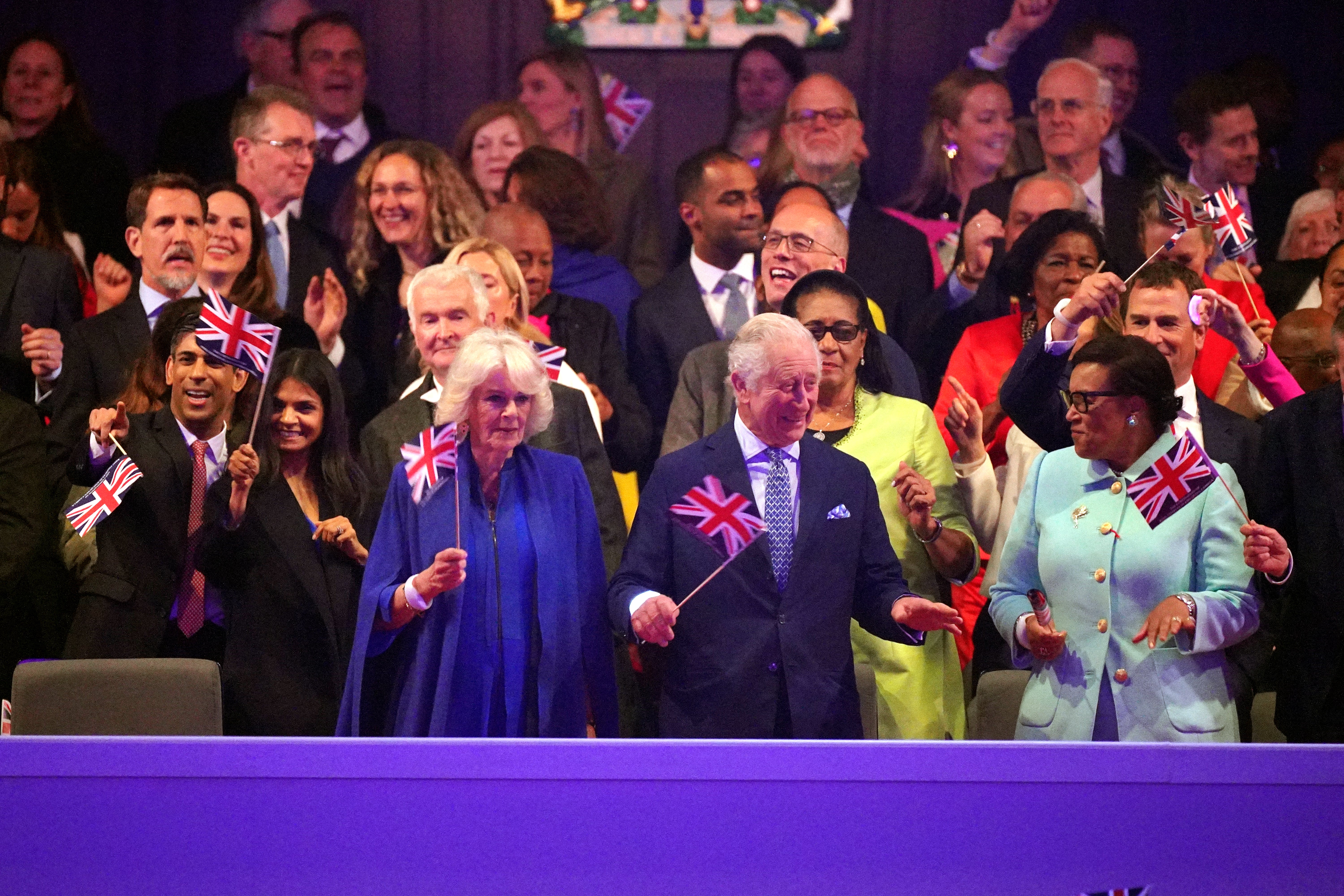 Baroness Scotland (right) next to the King at the concert