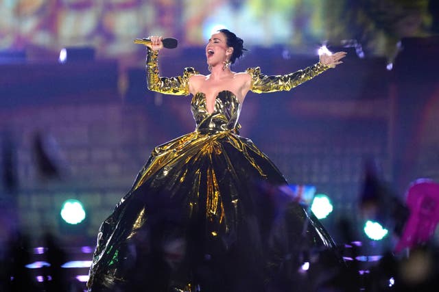 Katy Perry performing at the Coronation Concert held in the grounds of Windsor Castle (Yui Mok/PA)