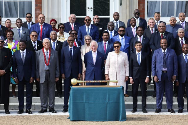 The King meeting with Commonwealth leaders attending his coronation (PA)