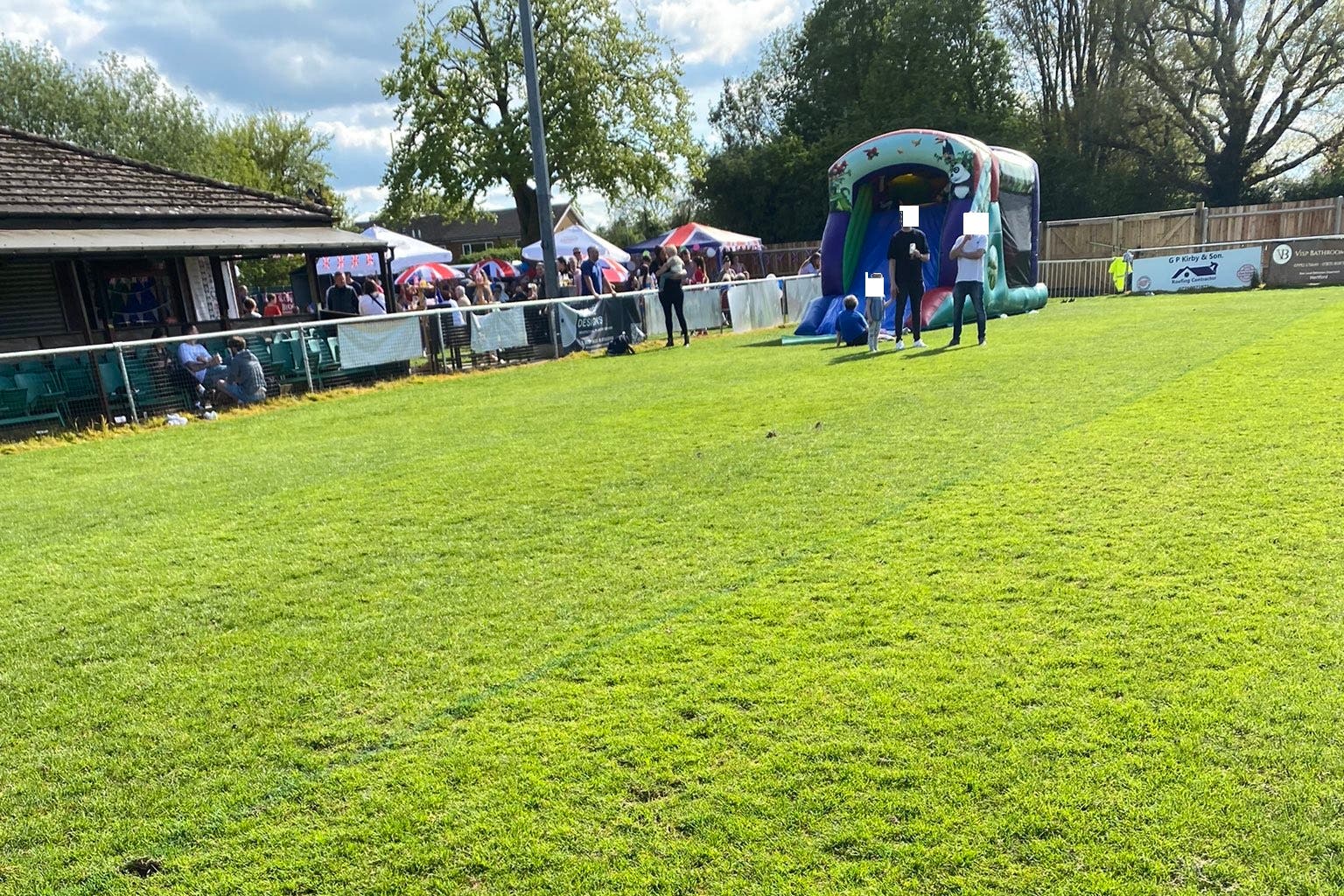 The bouncy castle on the pitch at Colney Heath (Colney Heath Ladies)
