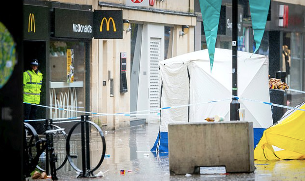 Police at the scene outside McDonald’s in Bath