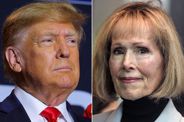 <p>A jury found that Trump (left) sexually abused E Jean Carroll (right) in the 1990s </p>