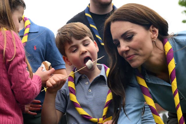 Prince Louis and the Princess of Wales toasted marshmallows during their visit (Daniel Leal/PA)