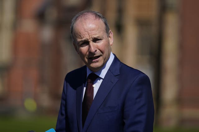 Tanaiste Micheal Martin talking to the media after attending the three-day international conference at Queen’s University Belfast to mark the 25th anniversary of the Belfast/Good Friday Agreement. Picture date: Tuesday April 18, 2023.