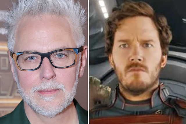 <p>James Gunn and Chris Pratt in ‘Guardians of the Galaxy Vol 3’</p>