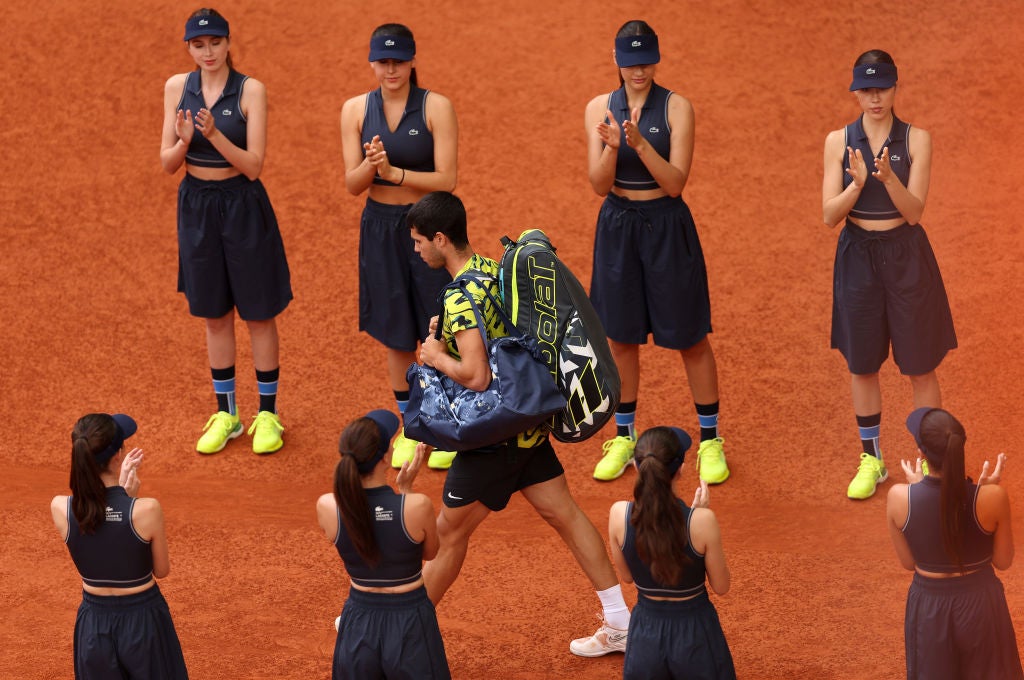 Ball girls changed into longer skirts for the Madrid Open men’s final