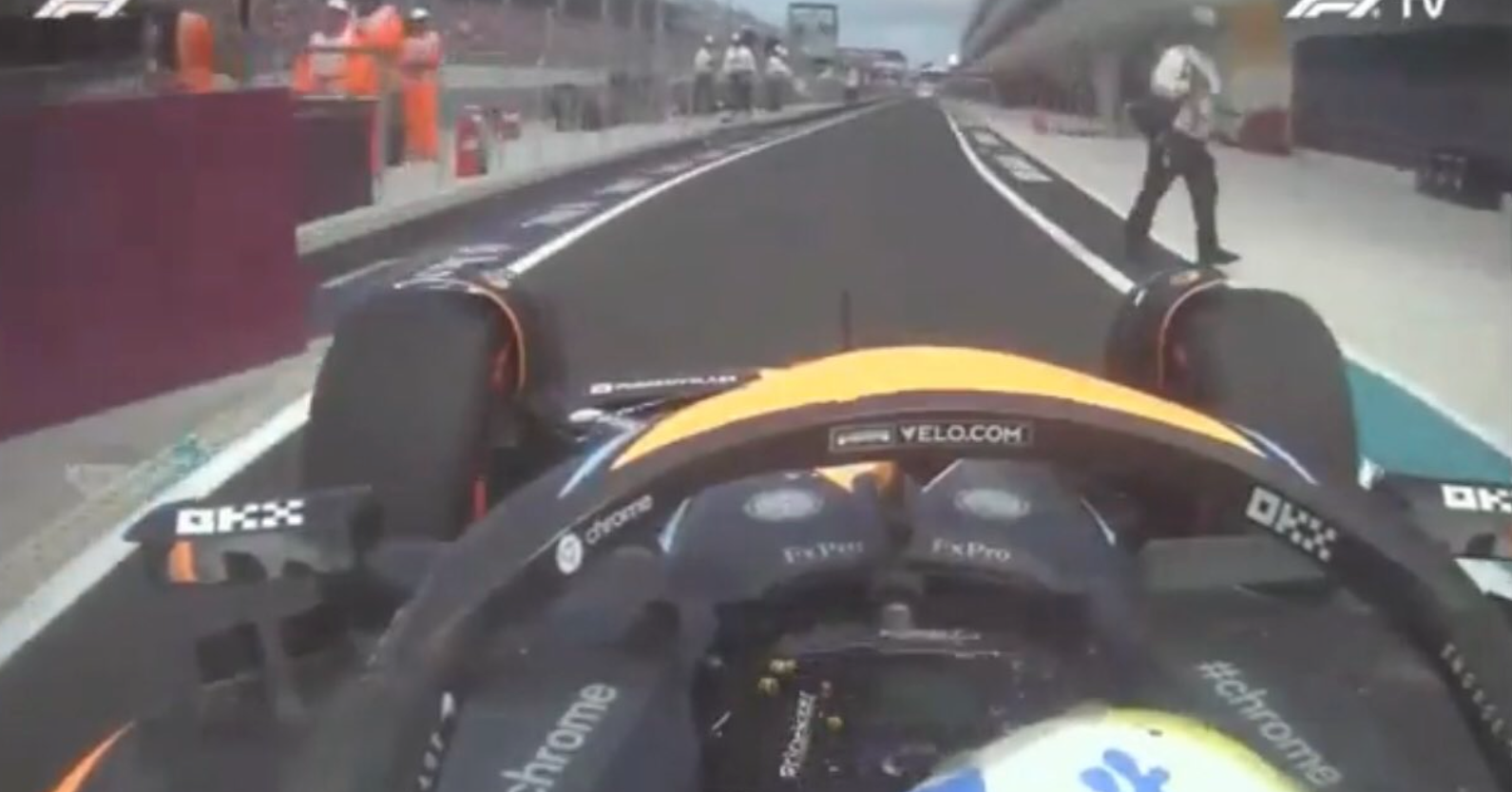 Lando Norris almost drives into official walking across pit lane in Miami