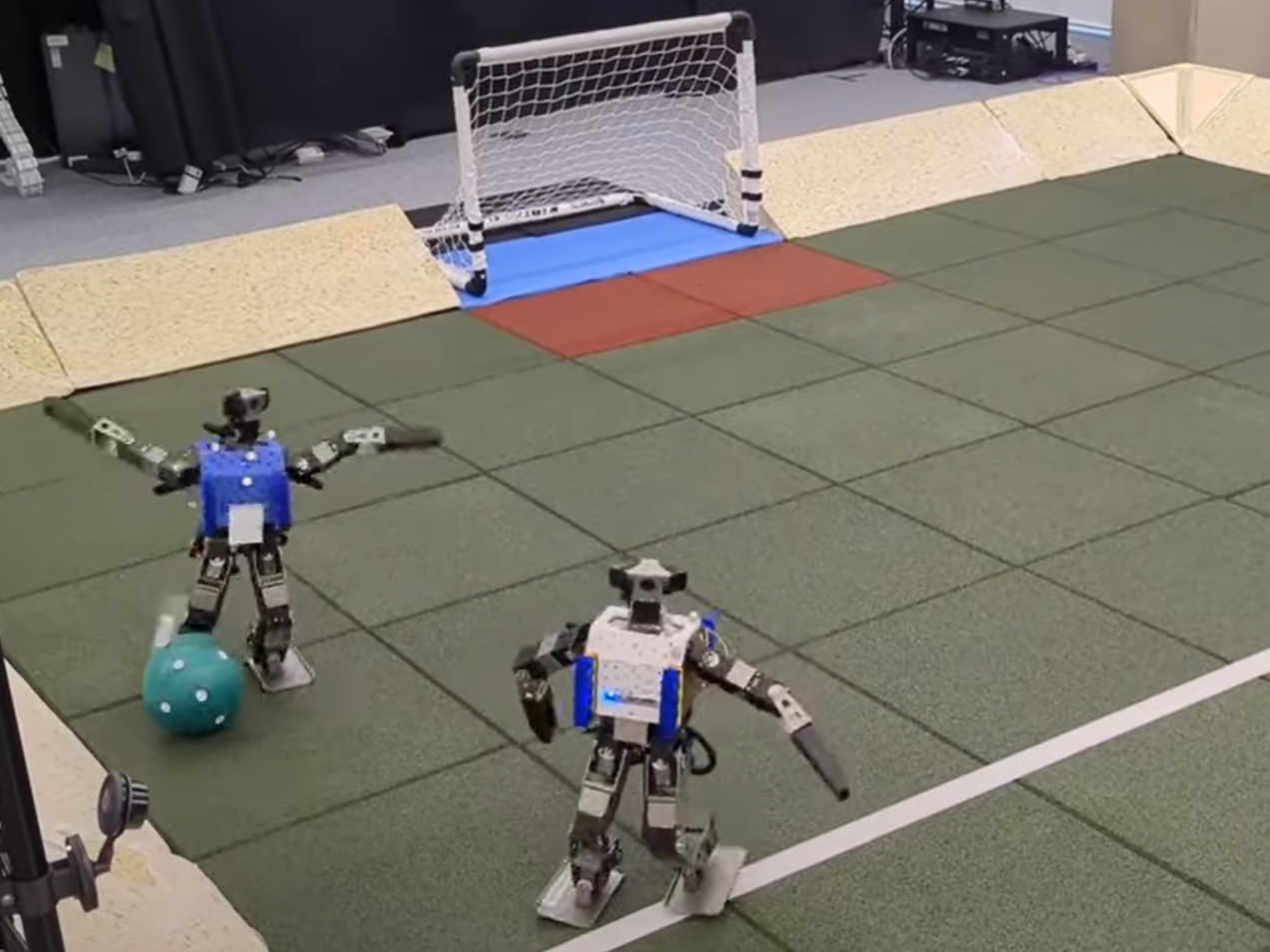 DeepMind’s AI-equipped robot footballers figured out defensive strategies like positioning themselves between the ball and the goal