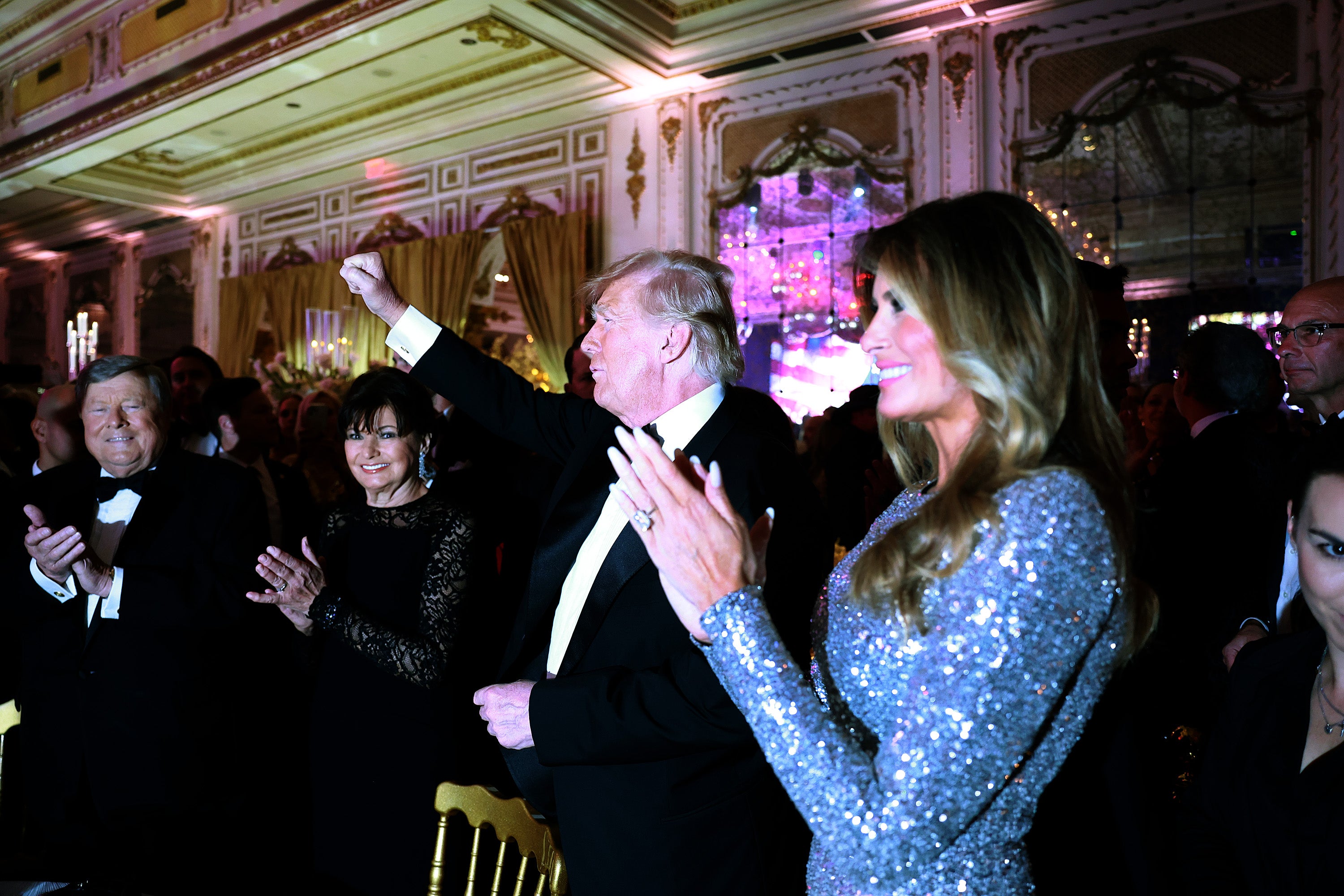Ms Trump alongside husband former president Donald Trump at the Mar-a-Lago New Year’s Eve party 2022