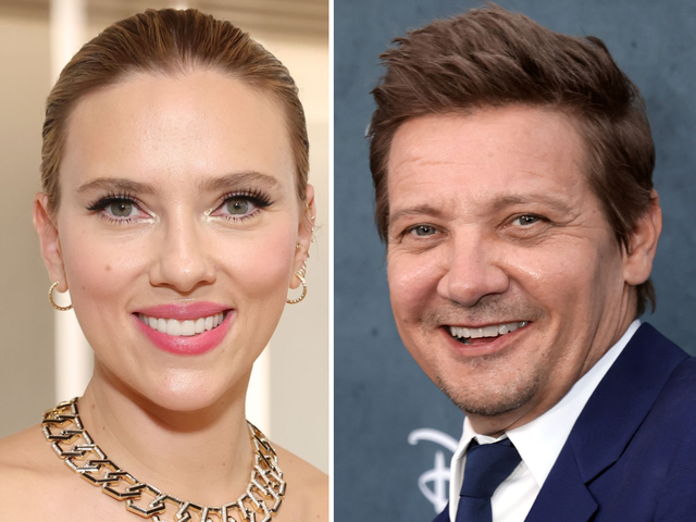 <p>Scarlett Johansson and Jeremy Renner</p>
