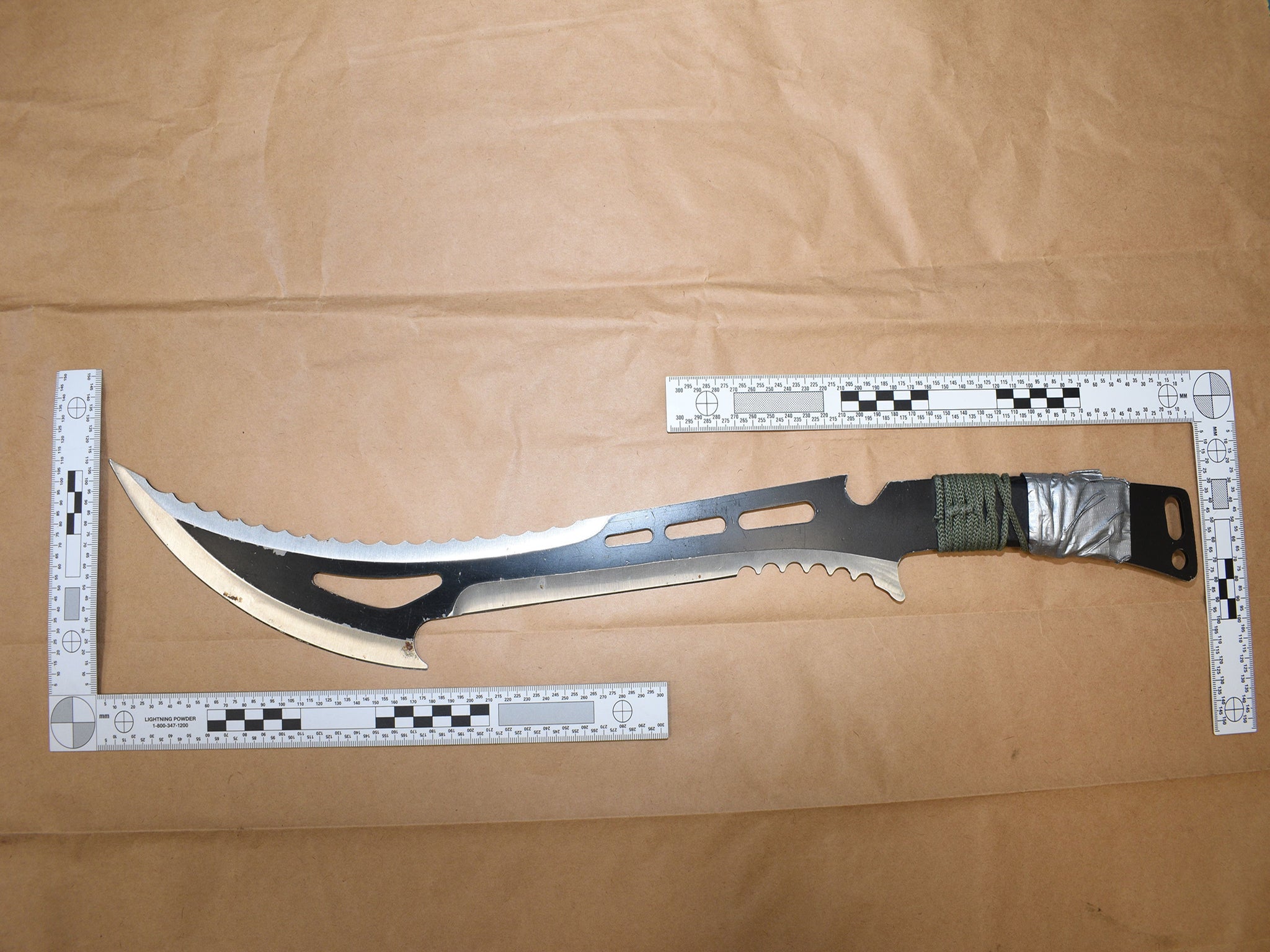A zombie knife seized from Walker by police weeks before attack