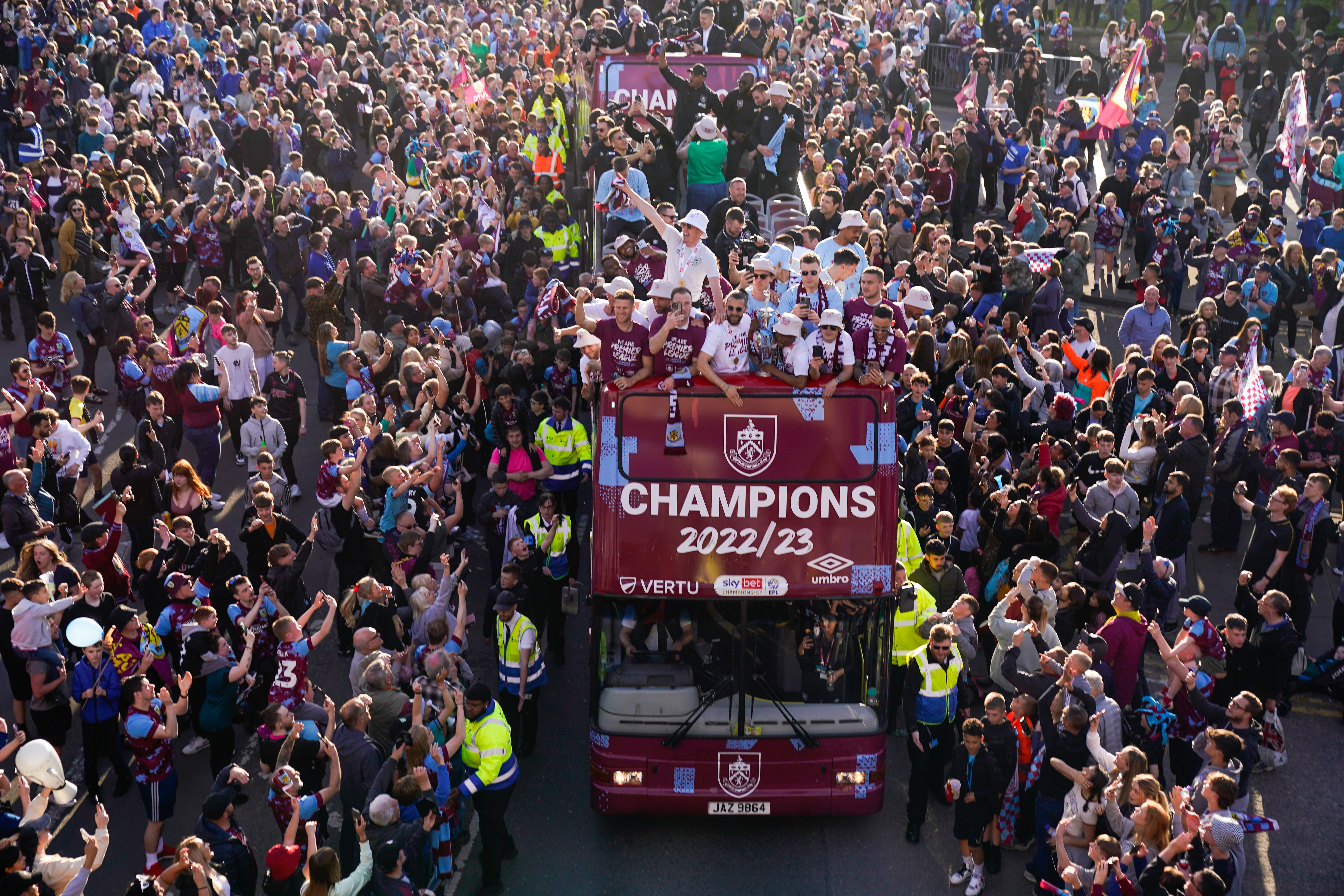 Burnley’s players paraded the Championship trophy through the town (Danny Lawson/PA)