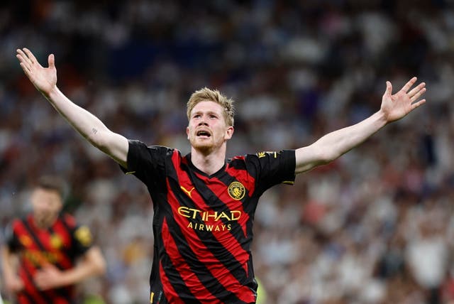 <p>Kevin De Bruyne’s thunderous strike kept the Champions League semi-final finely poised </p>