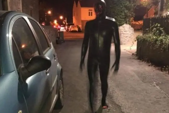 <p>On Sunday, Avon and Somerset Police said they found and arrested a rubber-clad man after he leapt in front of a moving vehicle</p>
