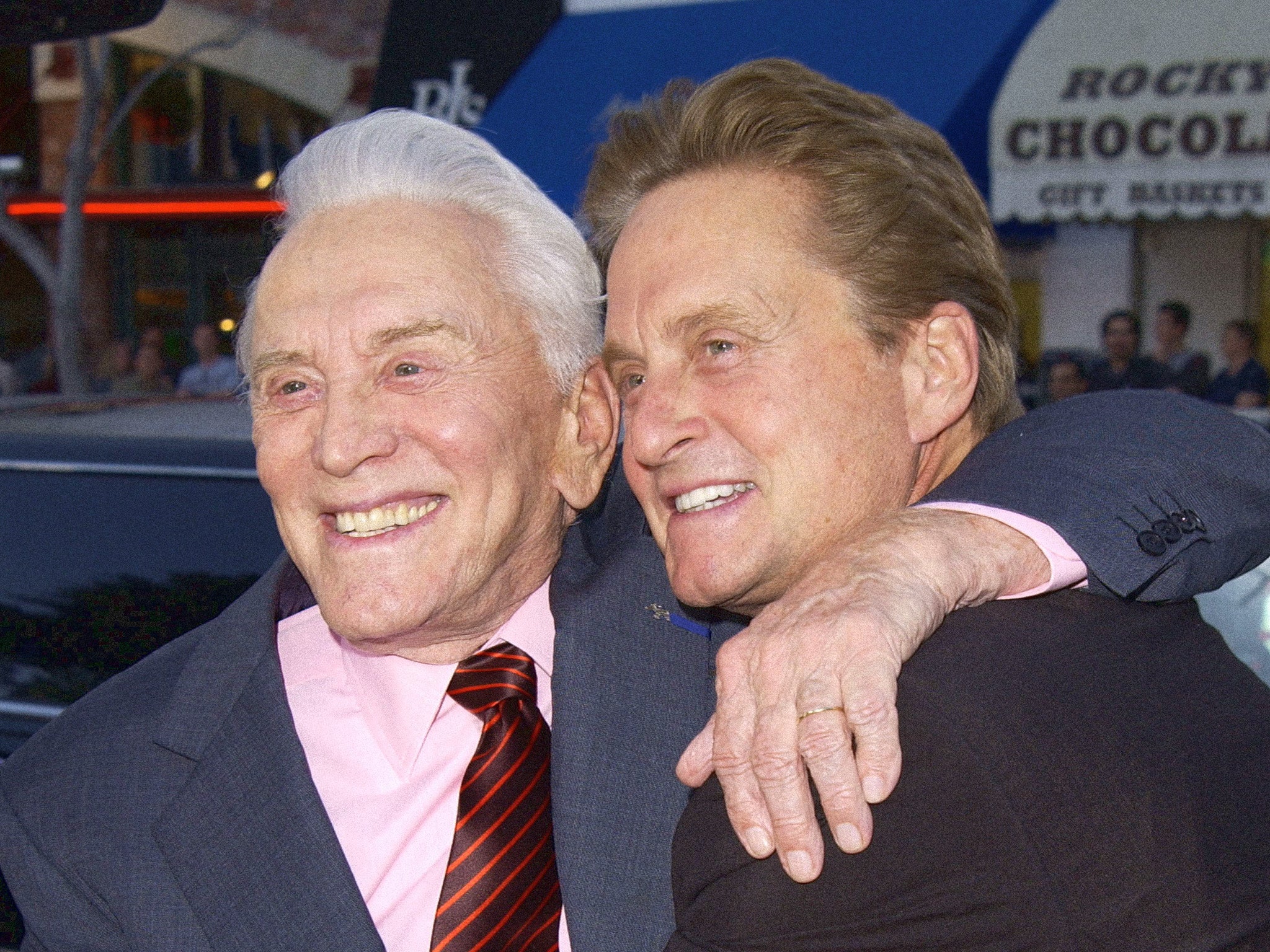 Kirk Douglas with his son Michael at a film premiere in 2003