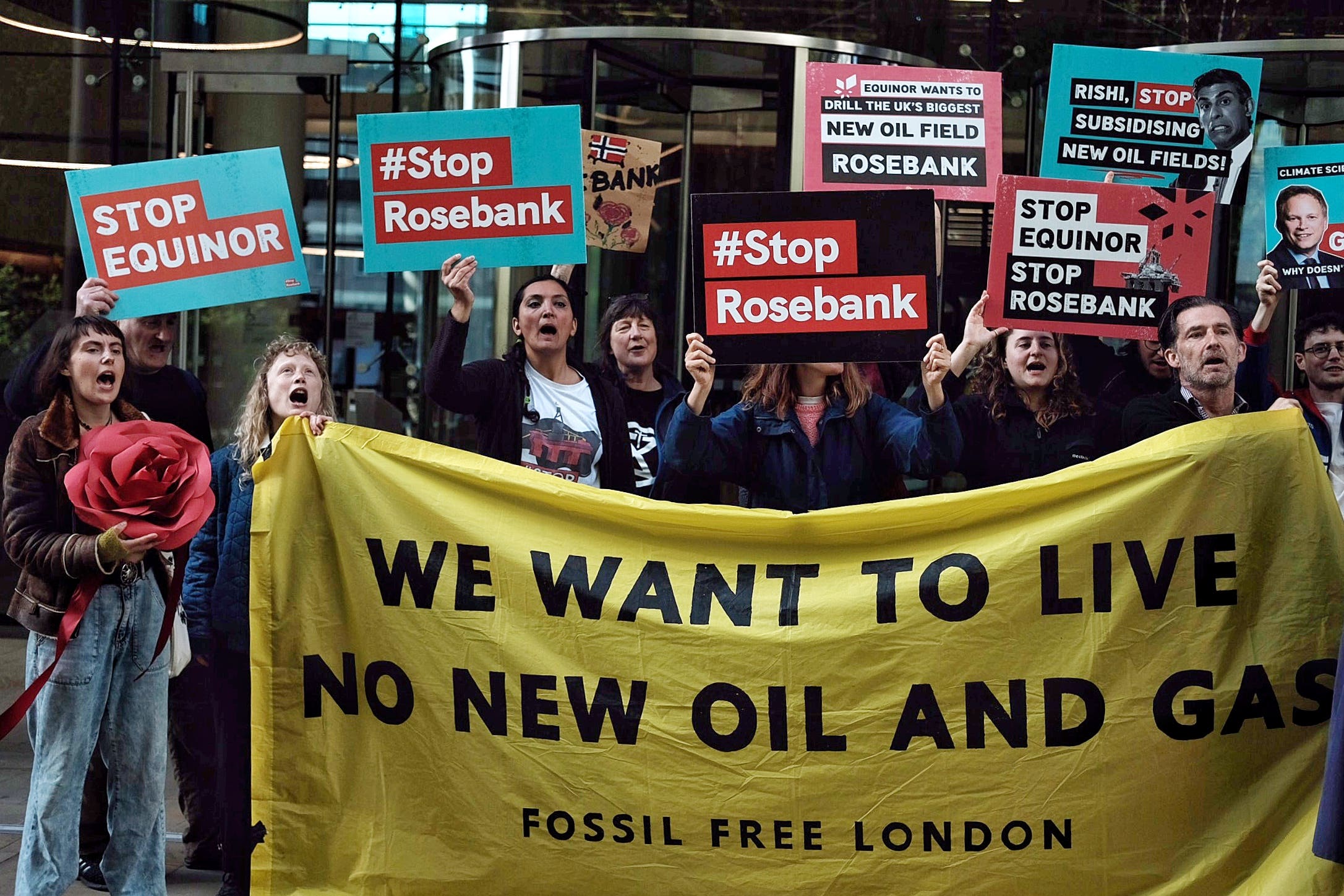 Climate protesters want Norwegian oil giant Equinor to abandon its plans to expand oil and gas infrastructure in UK waters and elsewhere (Gabriel Davalos/Uplift/PA)