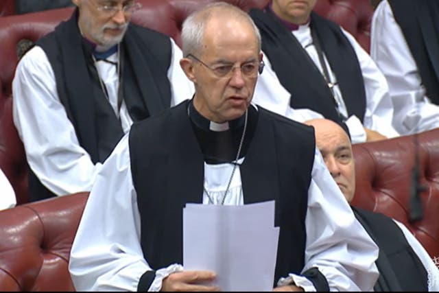 File picture of the Archbishop of Canterbury Justin Welby speaking in the House of Lords (House of Lords/PA)