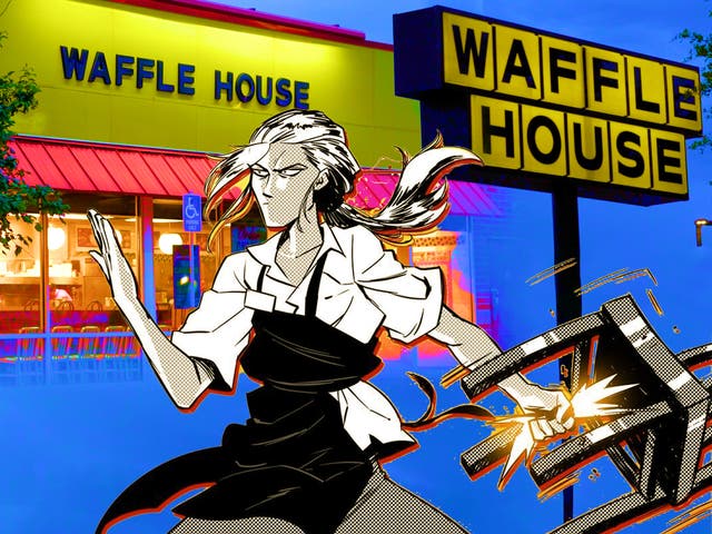 <p>Waffle House has a reputation as a place where people throw down</p>