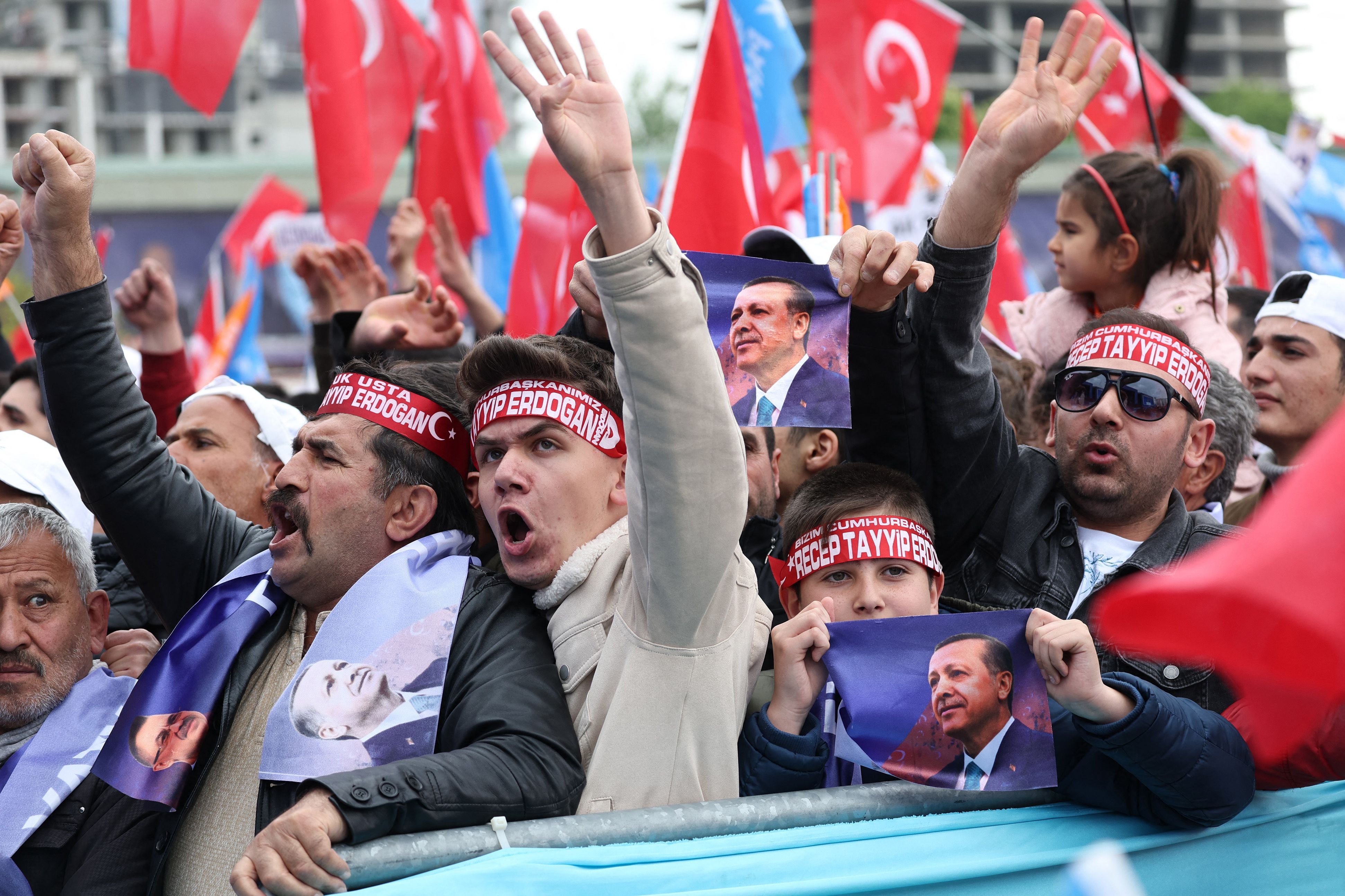 Supporters of President Erdogan during a campaign rally in Ankara last week