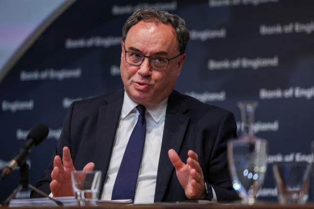 <p>Andrew Bailey talks to reporters on Thursday after the interest rate rise</p>