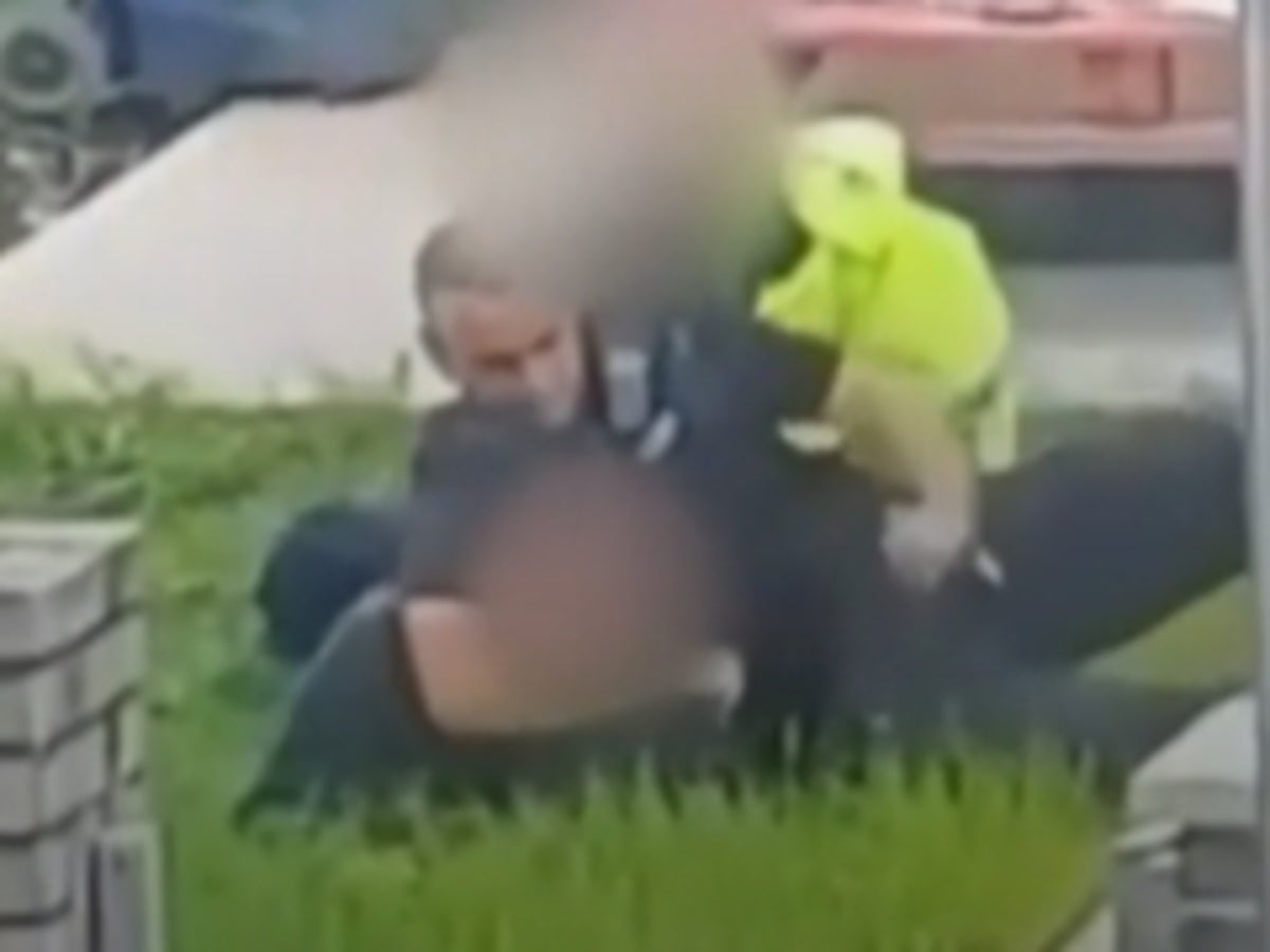 Police officer suspended after video shows man repeatedly punched in head during arrest