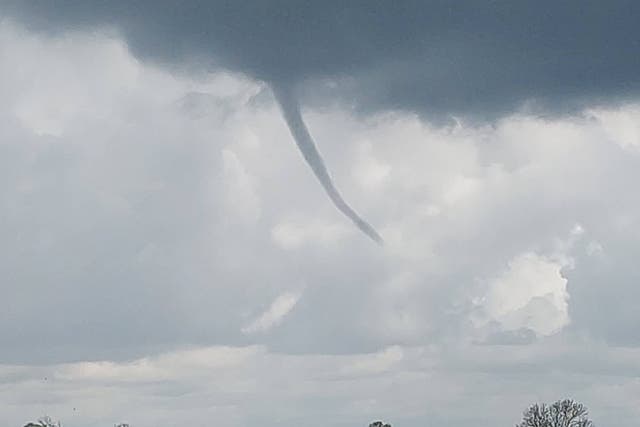 A funnel cloud over Grantham, Lincolnshire, on Wednesday (@loki_weather/Twitter/PA)
