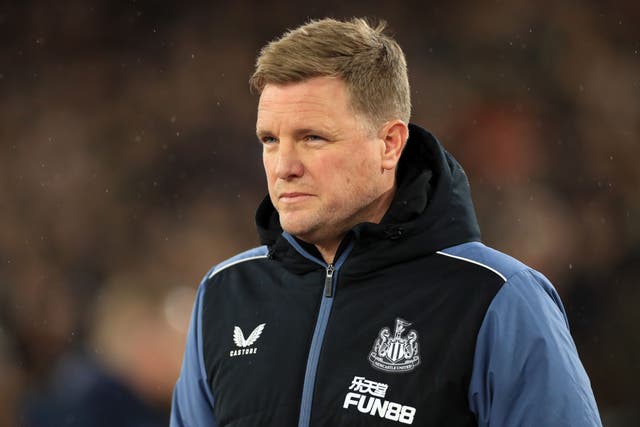 Newcastle boss Eddie Howe has encouraged his players to embrace the challenge of securing Champions League football (Bradley Collyer/PA)
