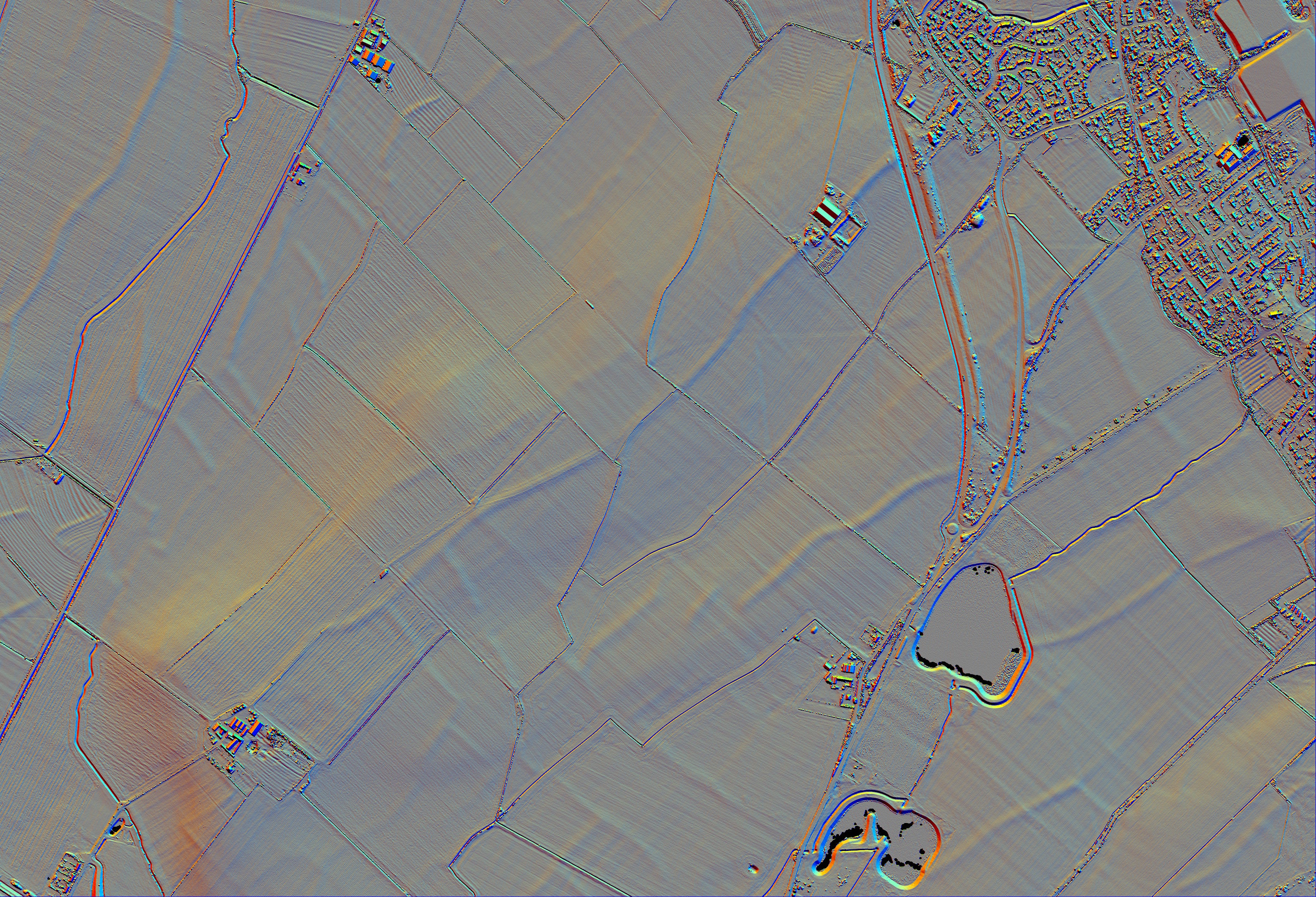 Although under intensive arable cultivation, Lidar reveals the earthwork remains of embanked field systems, likely dating to the medieval or post-medieval periods, near Longstanton, Cambridgeshire