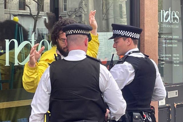 An anti-monarchy protester being arrested in central London (Labour for a Republic/PA)