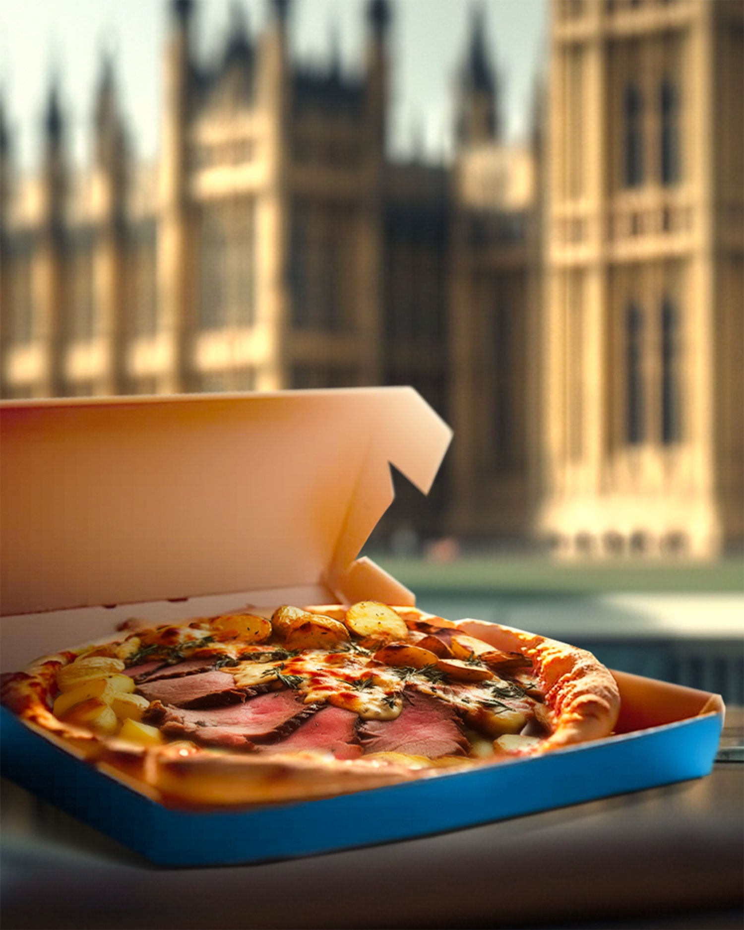 The AI generated English Roast Beef pizza