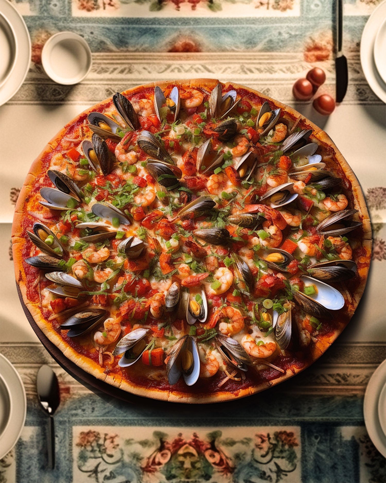The AI generated Spanish Paella Pizza