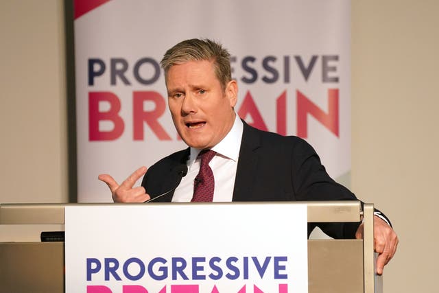 <p>Labour leader Sir Keir Starmer making his speech to the Progressive Britain conference at Congress House, central London (Yui Mok/PA)</p>
