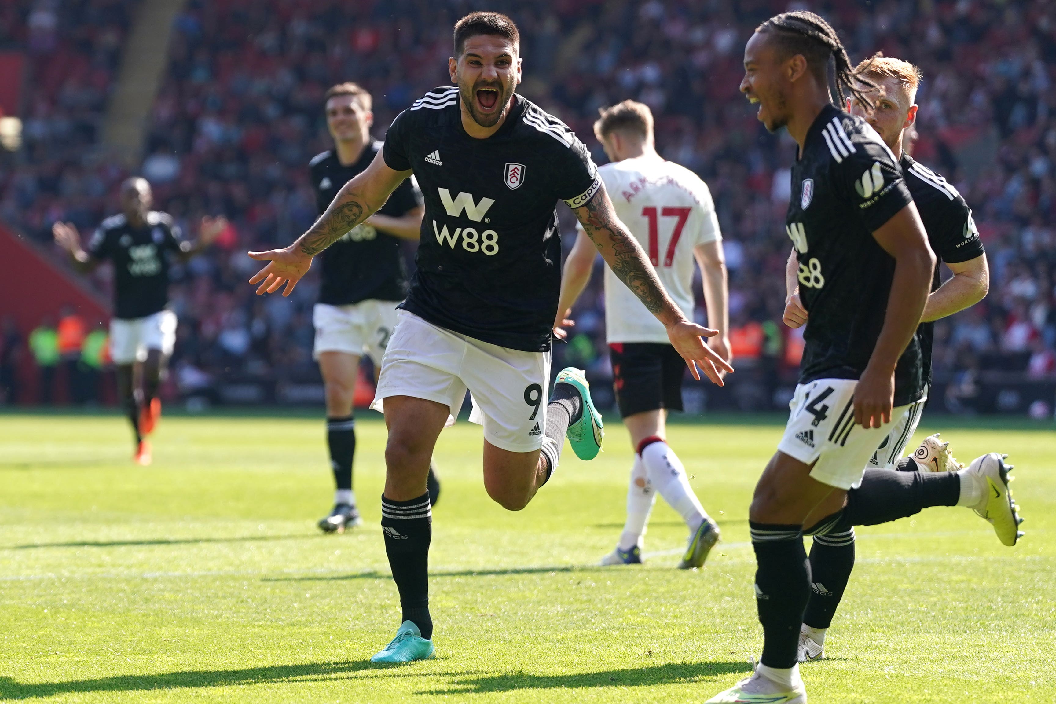 Aleksandar Mitrovic celebrates scoring Fulham’s second goal (Adam Davy/PA)