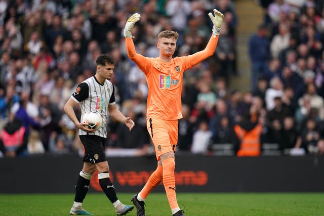 Notts County’s substitute goalkeeper Archie Mair was their Wembley shoot-out hero (John Walton/PA)