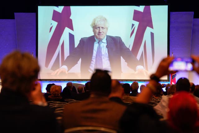 A video message from Boris Johnson was played during the Conservative Democratic Organisation conference (Andrew Matthews/PA)