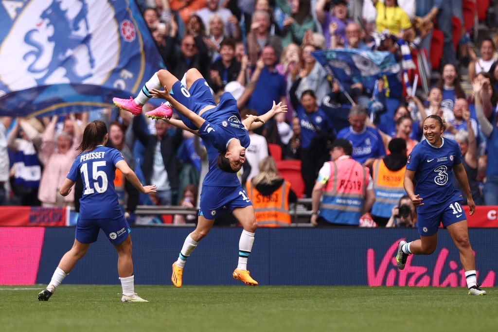 Sam Kerr celebrates Chelsea’s winner