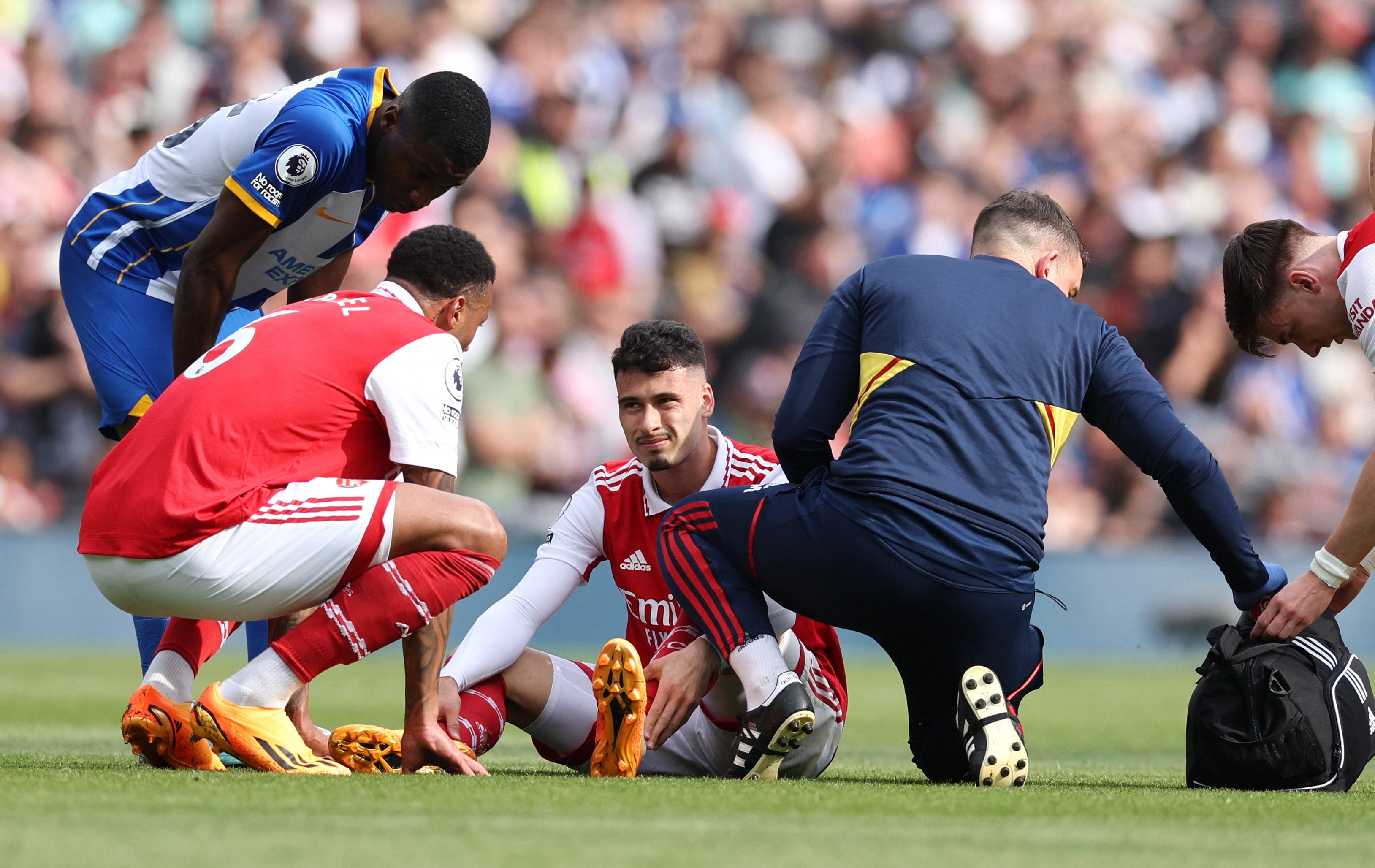 Gabriel Martinelli went off injured on a dismal day for Arsenal
