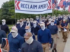 Chilling footage shows white supremacist group Patriot Front marching through DC
