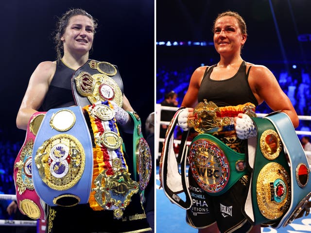 <p>Katie Taylor (left) and Chantelle Cameron will clash as undisputed champions</p>