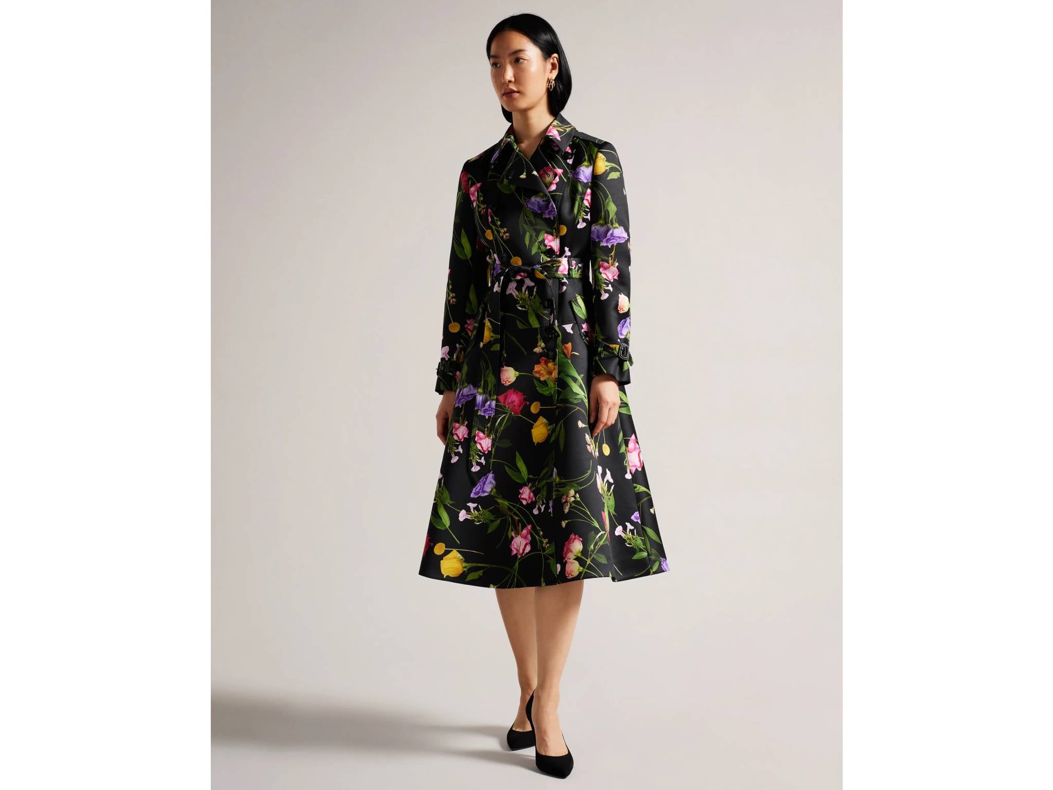 Ted Baker Moiraa floral double breasted trench coat