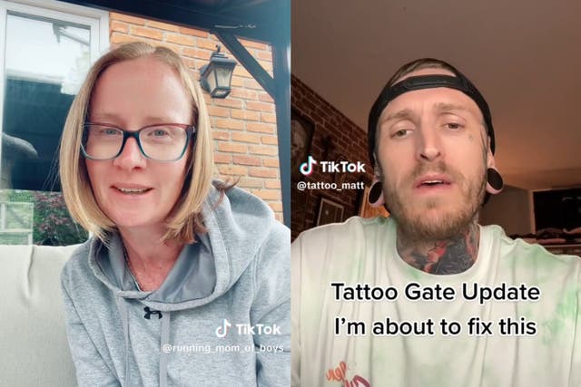 <p>Tattoo artist Matt Vaught (left) has vowed to ‘fix’ a situation for Courtney Monteith, who paid thousands of dollars for tattoo consultations</p>